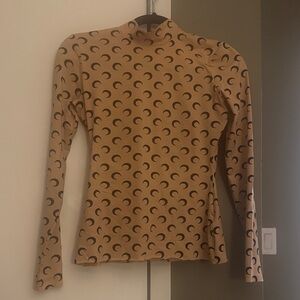 Marine Serre Tan and Black Crescent Moon Long Sleeve Top